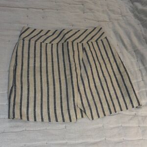 J. Crew Navy and Cream Linen Striped Skirt